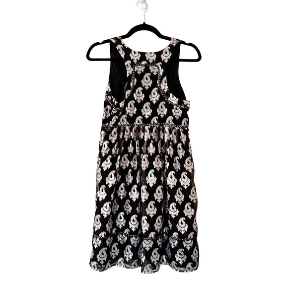 FREE PEOPLE Metallic Studded Jacquard Mini Dress Black Gold Small - Picture 3 of 6